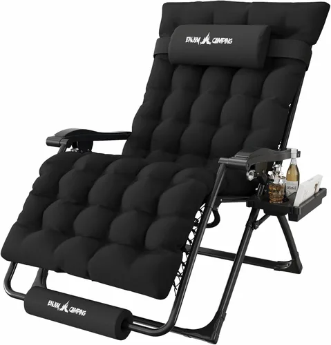 Miniatura 13 de Amopatio Silla de gravedad cero de gran tamaño, silla reclinable de 29 pulgadas de ancho, con bloqueo y reposapiés mejorados, soporte para tazas