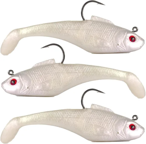 Señuelos de Cabeza de Plomo Pre-Aparejados de Cola de Paleta Swim Shad 3PCS 4" 1oz Cebo Suave de Plástico Swimbait para Agua Dulce y Salada