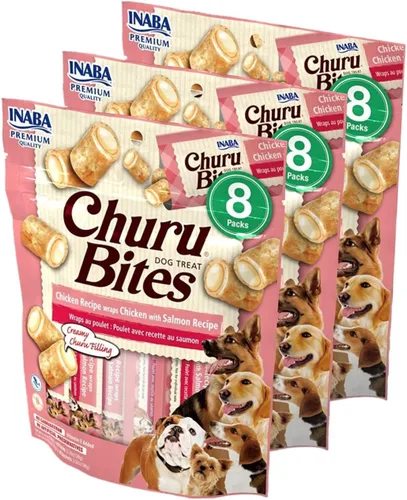 Miniatura 8 de INABA Churu Bites - Golosinas para perros, sin granos, suaves y masticables al horno envueltas en pollo, 0.42 onzas cada tubo, 32 tubos en total