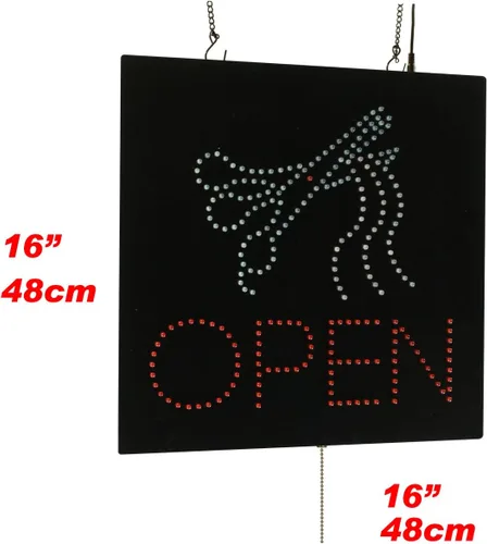 Miniatura 2 de Cartel de tijeras abiertas, 16"x16", 15.7x15.7 in, TOPKING, LED, Neón, Florescente, Señalización, Letrero, Exhibición, Cartelera, Pantalla, Gran