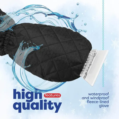 Miniatura 5 de SCRUBIT Rascador de hielo con guante, raspador de parabrisas de automóvil para hielo y nieve con guante de forro polar, raspa y quita la nieve