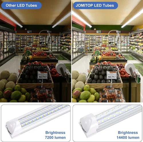Miniatura 6 de Lámpara LED de tienda de 8 pies, 120 W, 14400 lúmenes, 6500 K, blanco frío, T8 V, tubo de luz LED integrado con 4 filas de luz para puerta
