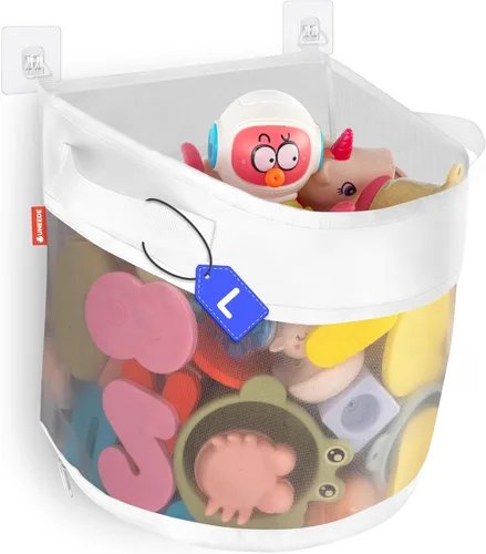 UNEEDE Organizador de juguetes de baño, organizador de juguetes de bañera de 4.15 galones, soporte de juguetes de baño de acceso rápido para bañera,
