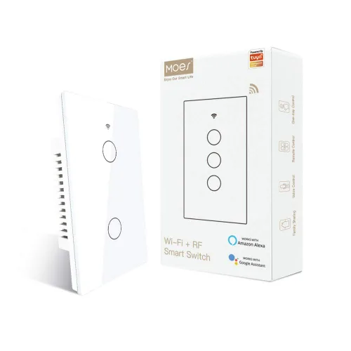 Miniatura 13 de MOES Smart WiFi RF Interruptor Táctil Doble de 2 Vías para Persianas de Cortina con Motor Eléctrico de Persiana Enrollable, Aplicación Tuya Smart