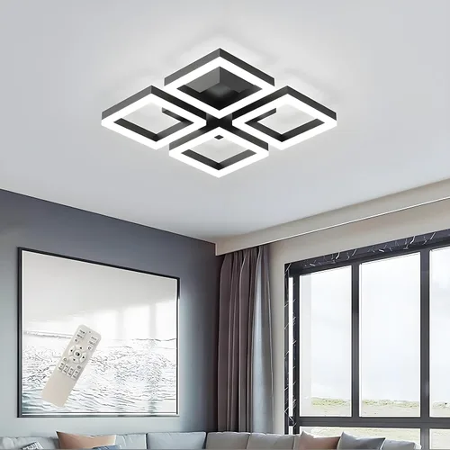 Miniatura 16 de GEADI Lámpara de techo moderna regulable, lámpara de techo LED blanca de 35.4 pulgadas con control remoto, accesorio de iluminación rectangular