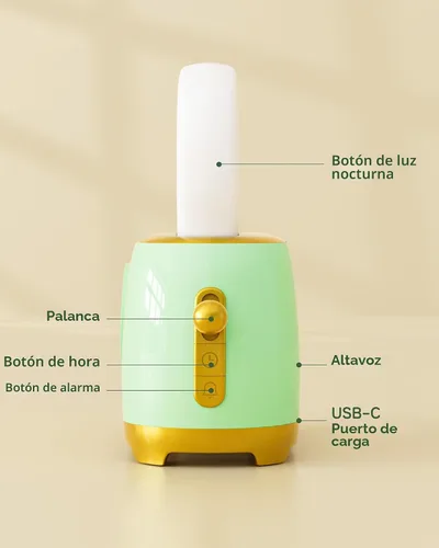 Miniatura 9 de Reloj Despertador para Niños, Lindo Reloj Despertador con Luz Nocturna de Tostada para Dormitorios, Reloj de Escritorio LED Pequeño Recargable