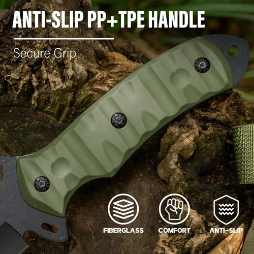 Miniatura 4 de Dispatch Cuchillo de caza de supervivencia con funda, cuchillo táctico Bowie de hoja fija de espiga completa de 13.5 pulgadas con parte trasera