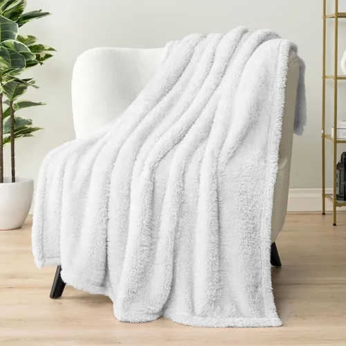 Miniatura 12 de PAVILIA - Manta de sherpa para sofá, gris esponjosa y cálida, manta de felpa suave para cama, acogedora, súper suave y ligera, manta decorativa