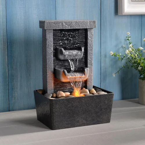 Miniatura 6 de GOSSI Decoración del hogar Fuente de cascada de 10.3 pulgadas para interiores, relajación, bombas de agua de alta presión, fuente de mesa, fuente
