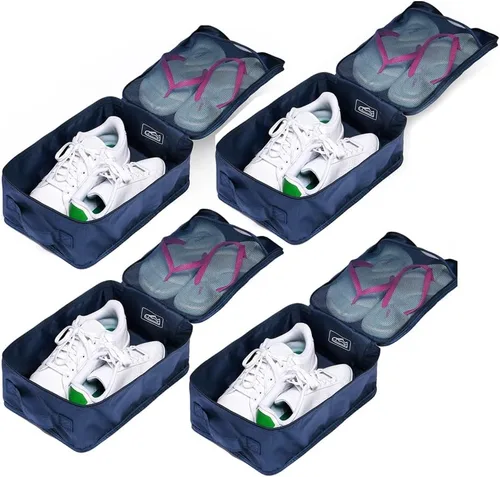 JJ POWER Bolsas de viaje para zapatos, plegables e impermeables, organizador de doble capa, marino, Uso diario
