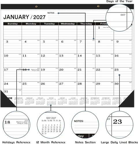 Miniatura 3 de Calendario de escritorio 2025-2026 grande 22 x 17 pulgadas (julio de 2025 a diciembre de 2026) calendario de escritorio grande 22 x 17, calendario