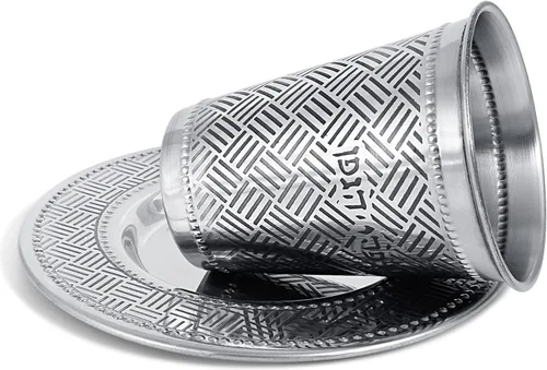 Miniatura 4 de Zion Judaica - Juego de tazas de vino Shabat de acero inoxidable para pesach, Rosh Hashanah y vacaciones, diseño grabado con láser en espiga