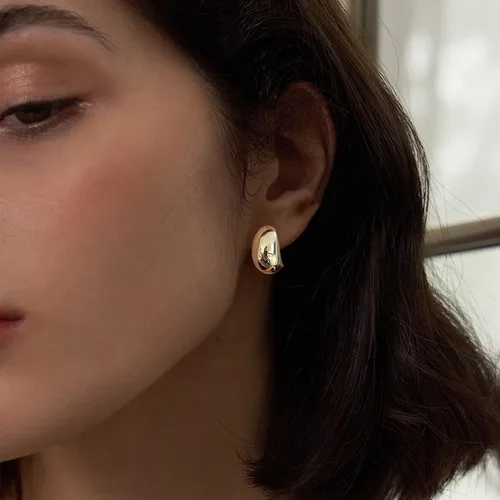 Miniatura 4 de Aretes de aro gruesos de oro para mujer, con textura, abiertos, gruesos, aretes de aro triples