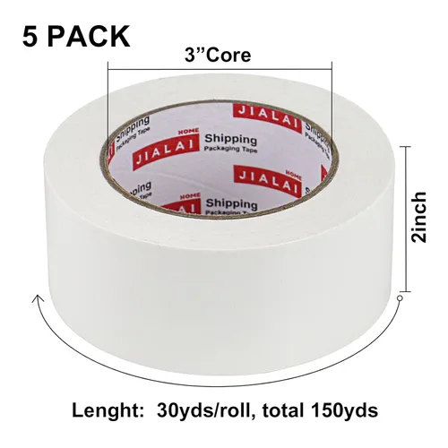 Miniatura 3 de JIALAI HOME Paquete de 5 Cintas Adhesivas para Conductos Blancas, 2 pulgadas x 30 yardas, grosor de 8.27 mil, Uso Pesado, Fuerte, Flexible, Sin