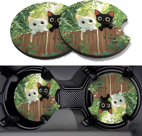 Miniatura 10 de Posavasos para automóvil, paquete de 2 posavasos para automóvil, 2.75 pulgadas, antideslizantes y absorbentes, para portavasos de automóvil