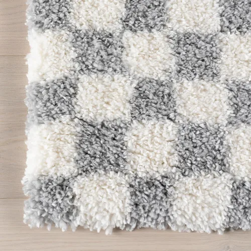 Miniatura 4 de nuLOOM Adelaide Gris Claro/Crema, 3 x 5 pies, a cuadros, shag, suave y acogedor, para alto tráfico, resistente a las manchas, fácil de limpiar