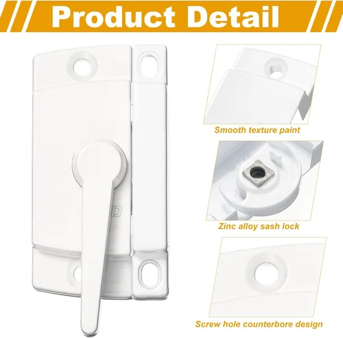 Miniatura 3 de Qunclay Paquete de 8 cerraduras de ventana de acción de leva y guardián, pestillo de seguridad de ventana blanco, piezas deslizantes y accesorios
