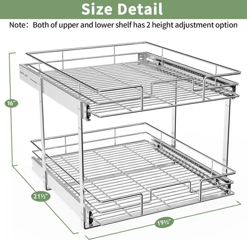 Miniatura 3 de ROOMTEC Organizador de armario extraíble (19.5 pulgadas de ancho x 21.5 pulgadas de profundidad), 2 niveles de almacenamiento extraíble para cajón