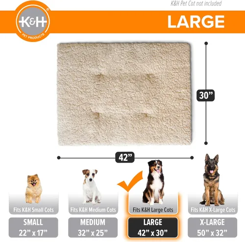 Miniatura 4 de K&H Pet Products Almohadilla para cuna para perro (la cuna se vende por separado), cama cómoda con parte superior acolchada para camas elevadas