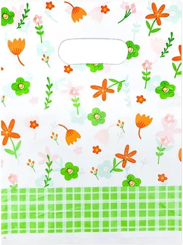 Miniatura 5 de Joyhey 100 bolsas de regalo de geometría de plástico de 5.7 x 7.7 pulgadas con asas troqueladas, bodas, fiestas, productos promocionales Geometry