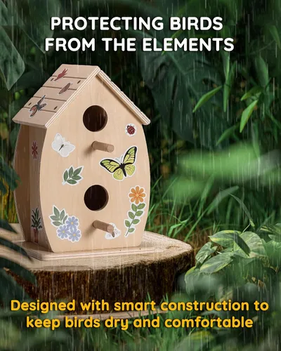 Miniatura 5 de SainSmart Jr. Kit de casa de pájaros para que los niños construyan y pinten, juguetes de madera para manualidades, manualidades de madera sin