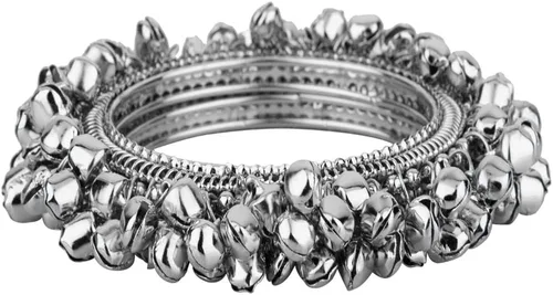 Miniatura 7 de Efulgenz Boho Vintage Antique Gypsy Tribal Indian Oxidized Bell Charm Bracelet Bangle Set Jewelry, Perfect