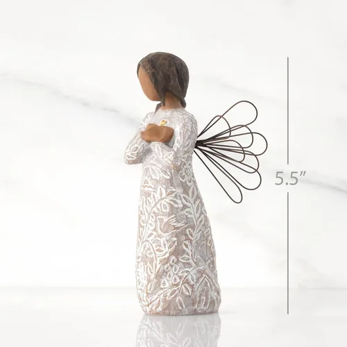 Miniatura 2 de Willow Tree Remembrance (Piel más oscura) Ángel, Recuerdos, Mantenga cada uno con seguridad en su corazón, Tallado con símbolos para recordarnos a