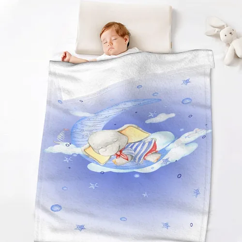 Miniatura 6 de Bonita manta de franela de elefante, ultra suave y acogedora, manta de forro polar ligera y mullida, manta de felpa cálida para sofá, cama, 30 x 40