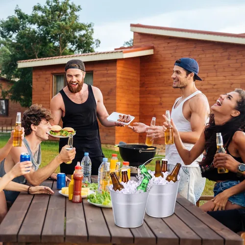 Miniatura 5 de Didaey 12 cubos de metal para cerveza, cubos de hielo a granel, cubos de hielo con asa, enfriador de bebidas para fiesta de champán, bebidas