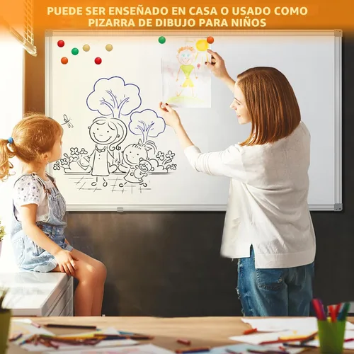 Miniatura 7 de H-Qprobd Pizarra de Borrado en Seco para Pared 72"x40" Pizarra Magnética de Presentación de Aluminio con Bandeja Larga para Bolígrafos, Pizarra