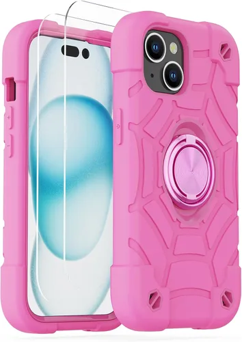 Miniatura 50 de KCJ Funda para iPhone SE 2022/2020, iPhone 8/7/6/6S, con [2×Protectores de Pantalla][Soporte de Anillo] Silicona Suave+PC Duro Protección Completa