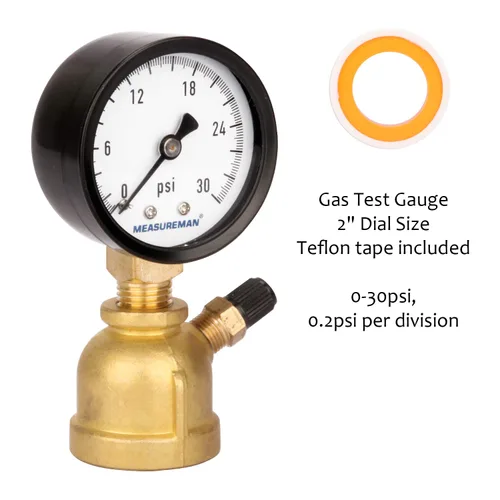 Miniatura 2 de MEASUREMAN 2" Ensamblaje de medidor de presión de gas de latón forjado, conexión FNPT de 3/4", 0-30psi, precisión +/-3-2-3%