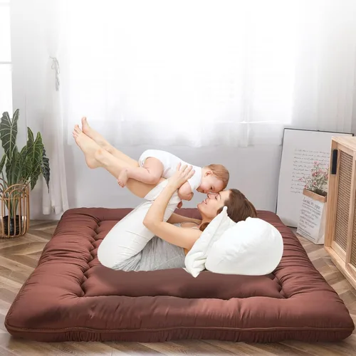 Miniatura 9 de QQP Colchón de futón japonés plegable de tatami, tapete portátil para adultos y niños, tapete para dormir adecuado para campamento, habitación