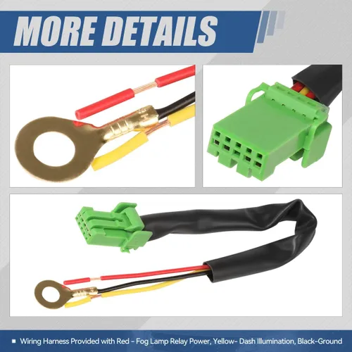 Miniatura 5 de Auto Dynasty Interruptor de luz antiniebla para montaje en tablero delantero con arnés de cableado compatible con Nissan Sentra Pathfinder Rogue