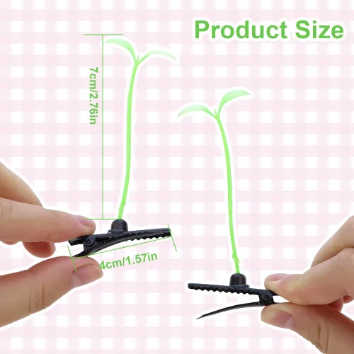 Miniatura 6 de 20 pinzas para el pelo de brotes de frijol, horquilla de guisante de plantas verdes, pasador de hierba, lindos adornos para niños, niñas, mujeres