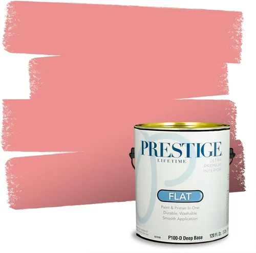 Miniatura 20 de Prestige Paints E100-T-SW6591 Pintura exterior e imprimación en uno, 1 galón, plano, combinación comparable de Sherwin Williams Amaryllis, 1 galón