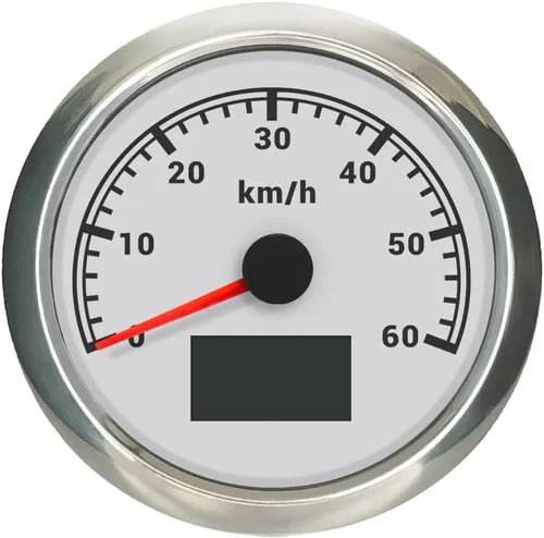 Miniatura 29 de ELING Velocímetro GPS de 3 3/8 pulgadas (3.346 in) 0-200 MPH con kilometraje total Tripmeter Curso sobre el suelo 12V 24V con 8 colores Negro+Negro