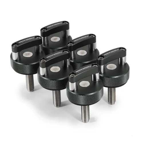 Miniatura 16 de ROCKWORKX Billet Tornillo de pulgar de aluminio duro de extracción rápida, anillo en D integrado, compatible con Jeep Wrangler JK 2007-20018, JL