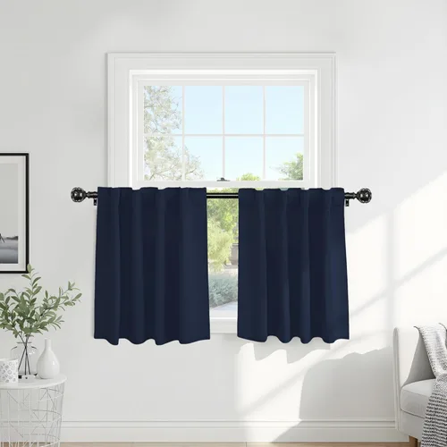 Miniatura 60 de PONY DANCE Cortinas cortas con aislamiento térmico para ventana pequeña, para guardería, baño, cocina, lavandería, caravana, sótano, 29 pulgadas
