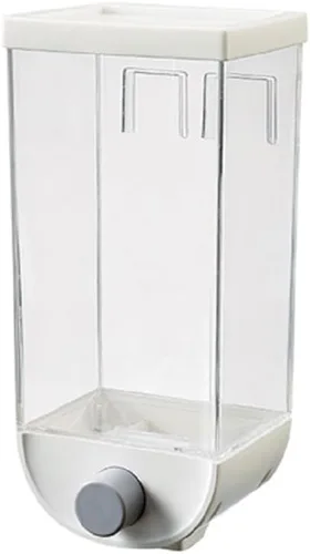 Hemoton Contenedor de almacenamiento de granos de cocina montado en la pared, dispensador de cereales de plástico de 53 onzas con tapa hermética,