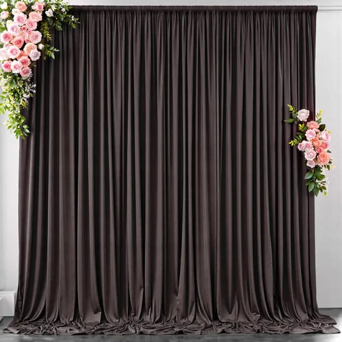 Cortina de fondo marrón sin arrugas de 10 pies x 10 pies para fiestas, boda, telón de fondo para fotos, tela, 2 paneles de 5x10 pies para baby