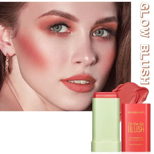 HOSAILY Rubor en barra en crema para mejillas, maquillaje multiusos para ojos, labios, cara, humectante sólido tintado apto para viajes, rubor suave