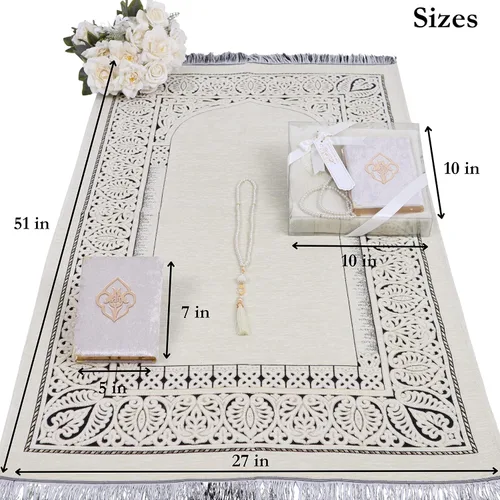 Miniatura 3 de IEF - Alfombra de oración personalizada con cuentas de oración del Corán, juego de regalo islámico, Ramadán Eid, boda, cumpleaños, día de la madre