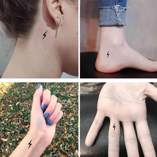 Miniatura 3 de Tattoonova 6 hojas de tatuajes temporales para hombre, relámpagos, recuerdos de fiesta, trueno, cuerpo, cara, número de tatuajes falsos