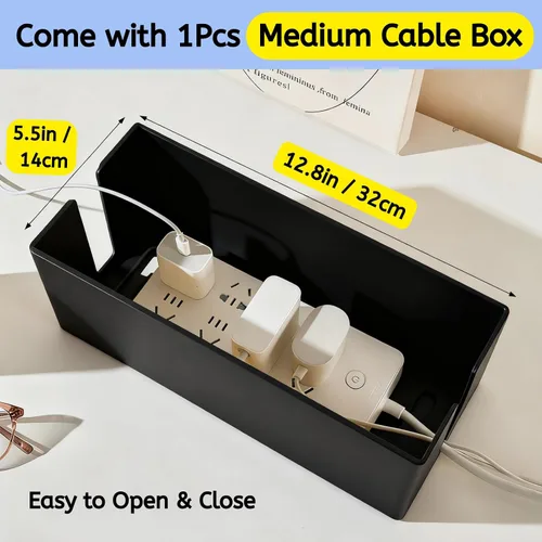 Miniatura 2 de Caja de cables - [142 piezas] Kit de organización de cables, caja ocultadora de cables mediana para ocultar el soporte de la regleta