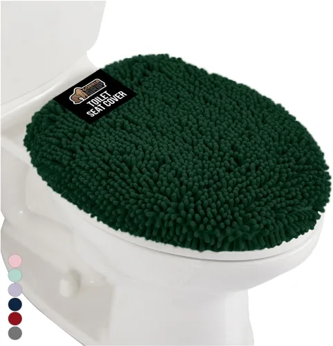 Miniatura 44 de GORILLA GRIP Funda gruesa de espuma viscoelástica para tapa y asiento de inodoro de baño, parte superior de terciopelo suave, lavable a máquina, Azul