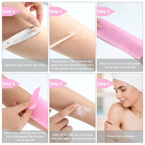 Miniatura 4 de Maitys 400 tiras de cera no tejidas de 2.8 x 7.9 pulgadas para depilación facial, corporal, pierna, cara y bikini (rosa)