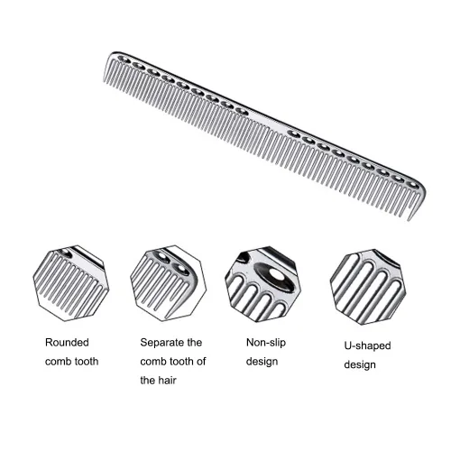 Miniatura 3 de 2 unids de acero inoxidable Peines de pelo anti estático Peine peluquería peluquería Peines (Plata)