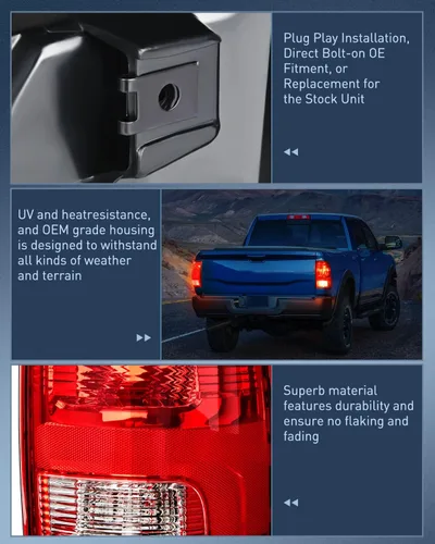 Miniatura 6 de Nilight Conjunto de luz trasera para Dodge Ram 2009 2010 2011 2012 2013 2014 2015 2016 2017 2018 Dodge Ram 1500 2500 3500 2019 2020 2021 estilo Rojo