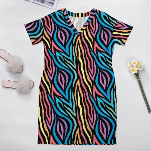Miniatura 3 de Vestido casual de verano para mujer, vestido holgado de manga corta, estilo lobo